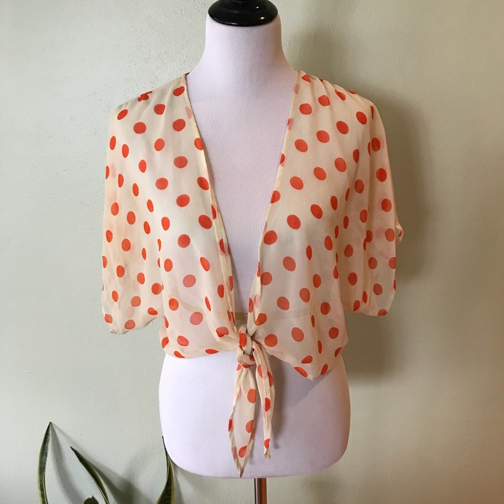 Cream & Orange Polka Dot Layering Top